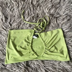 Green Bandeau Crop Top